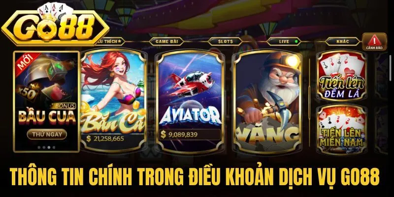 Những thông tin chính trong điều khoản dịch vụ Go88 