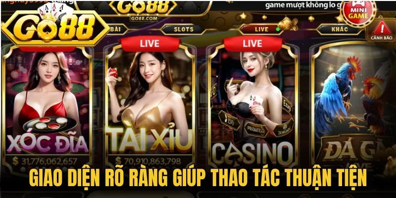 Giao diện rõ ràng giúp thao tác thuận tiện 