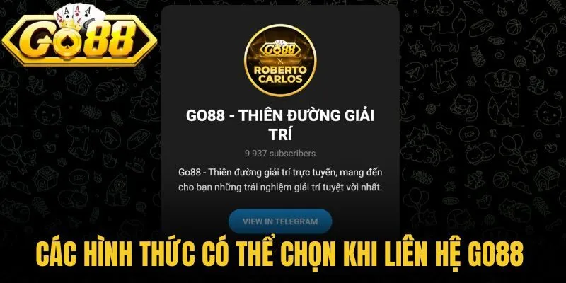 Các hình thức có thể chọn khi liên hệ Go88 