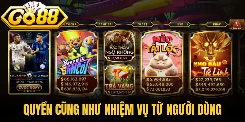Quyền cũng như nhiệm vụ từ người dùng